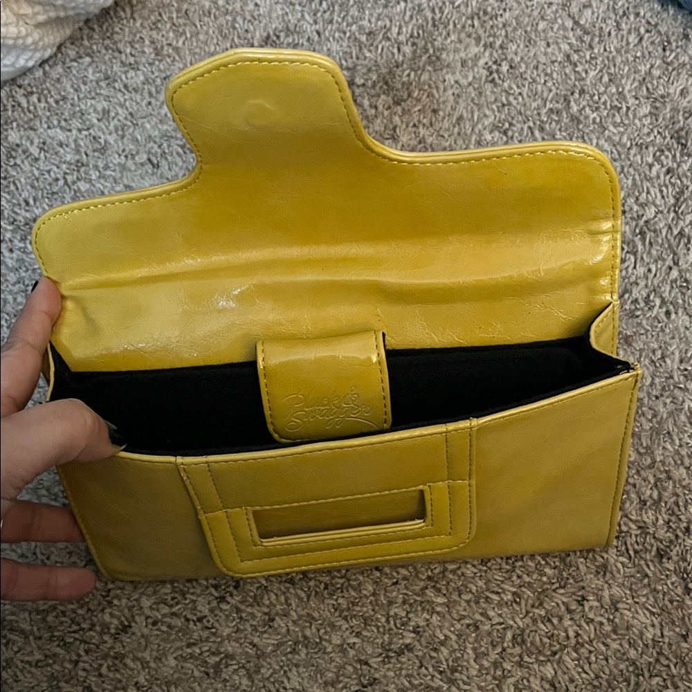 Chic Yellow Leather Wristlet